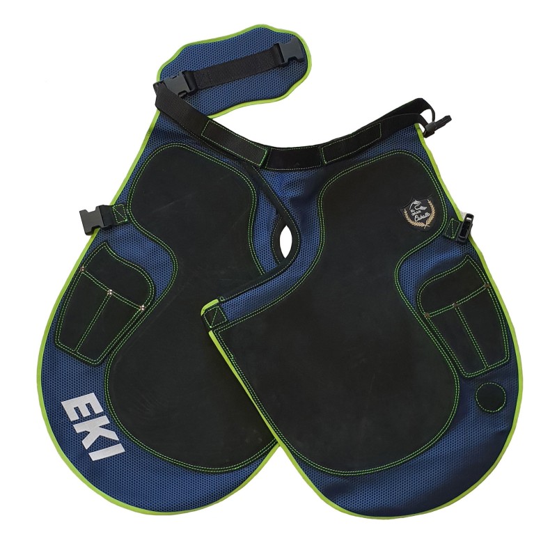 DELANTAL EKI FIBRA AZUL CON VERDE
